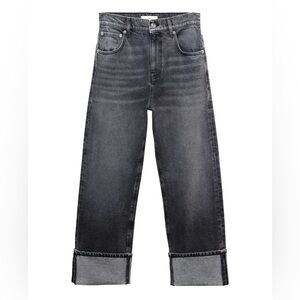 Wide Leg Black Washed Denim Jeans